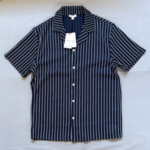 Reiss Navy and White Striped Casual Shirt